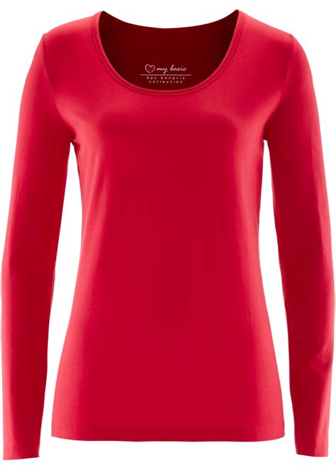 Damen Rot Langarm shirts (4) 